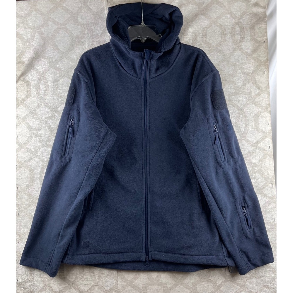 Unbranded Tactical Fleece‎ Jacket Mens XL Navy Blue Full Zip Hooded Utility Coat